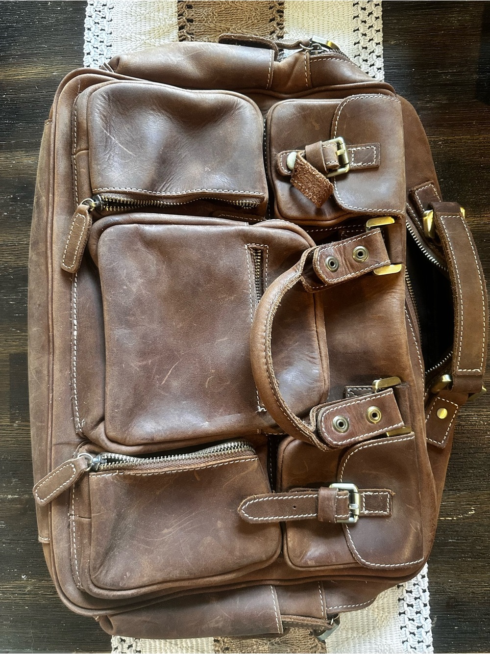 Texbo Full Grain Cowhide Leather 15.6 Inch Laptop Briefcase Messenger Bag